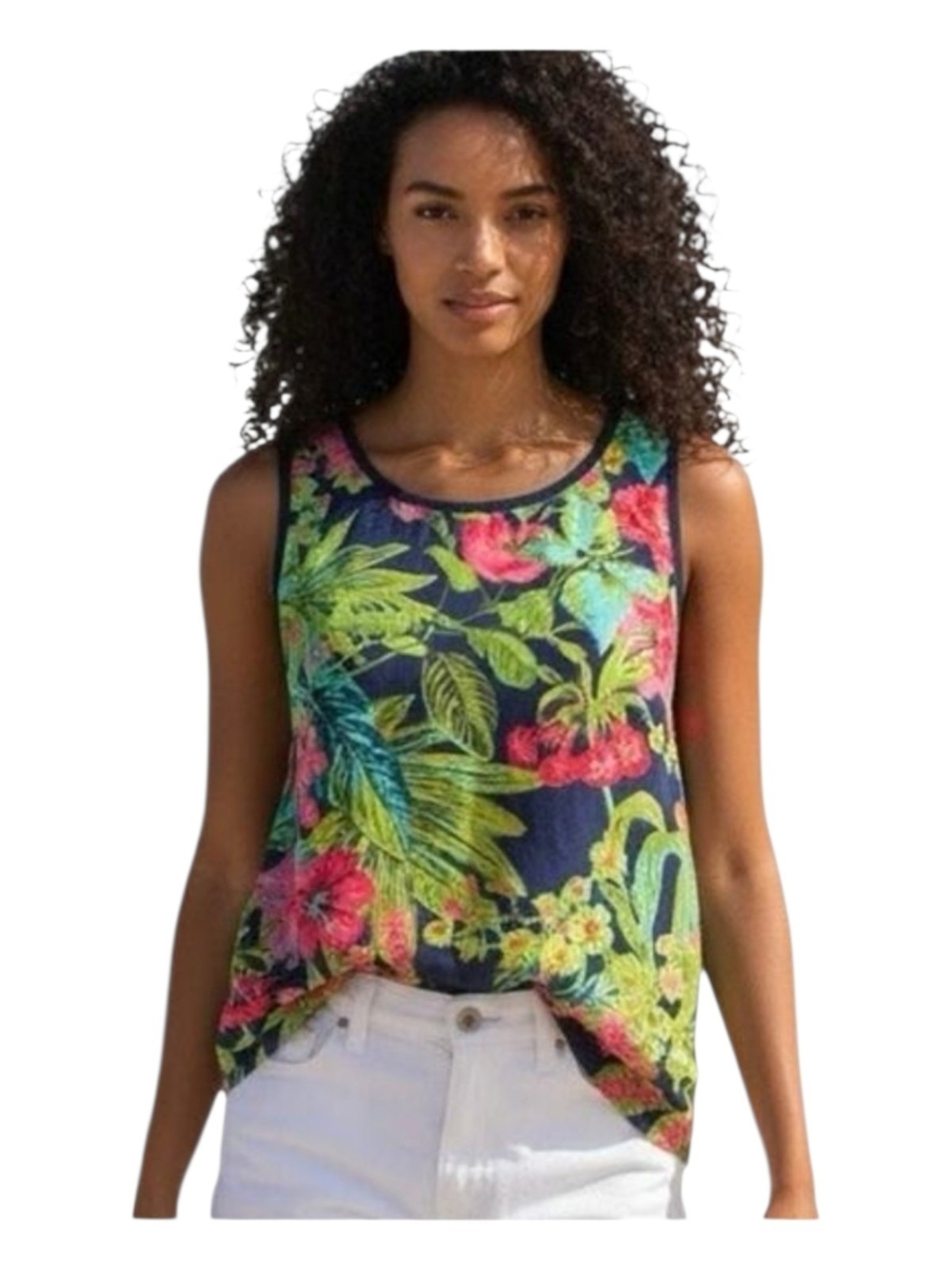 Anthropologie Postmark tropical leafy floral tank top